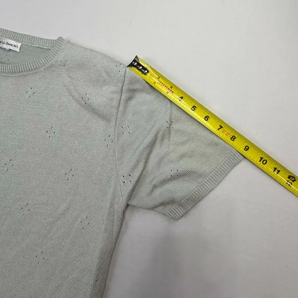 Draper's & Damon's Short Sleeve Pointelle Knit Sweater Sage Green - Image 9