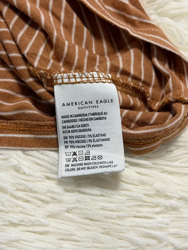 American Eagle Outfitters Striped Henley Long-Sleeve Top - Image 3