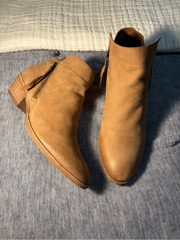 Sam Edelman Cognac Suede Ankle Boot with Side Zip - Image 3