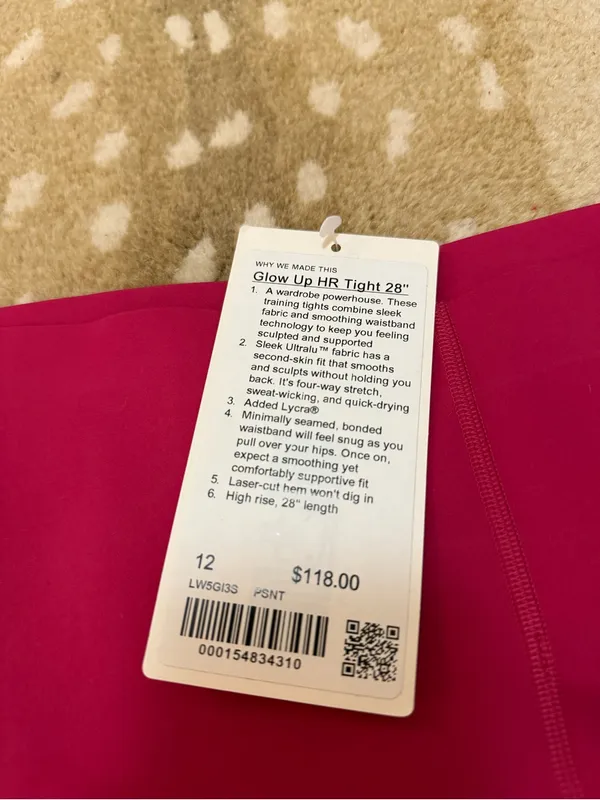 Lululemon Glow Up High Rise Tight 28” Leggings Passionate Pink Size 12 NWT - Image 6