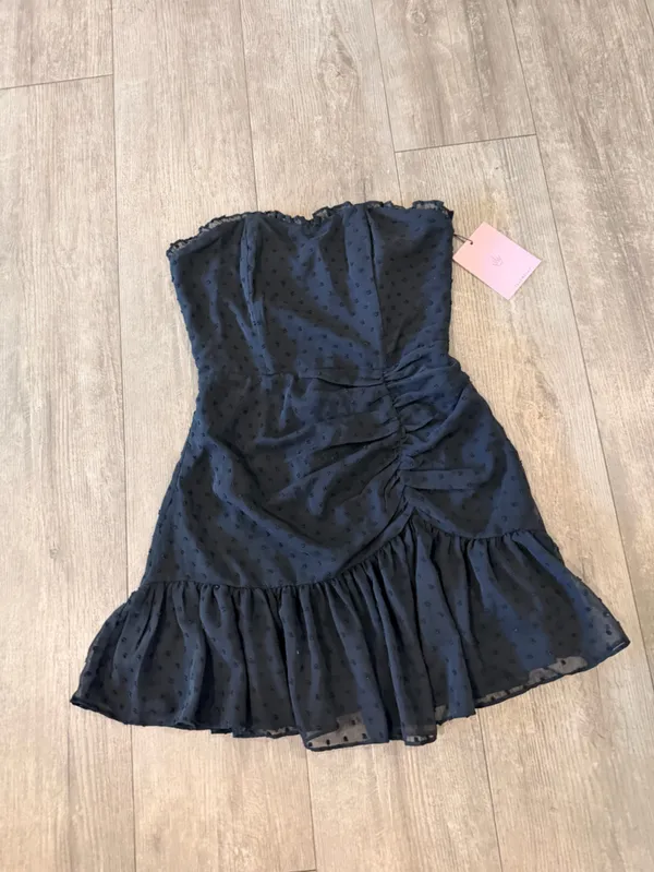 Hello Molly Black Strapless Ruffled Mini Dress - Image 8