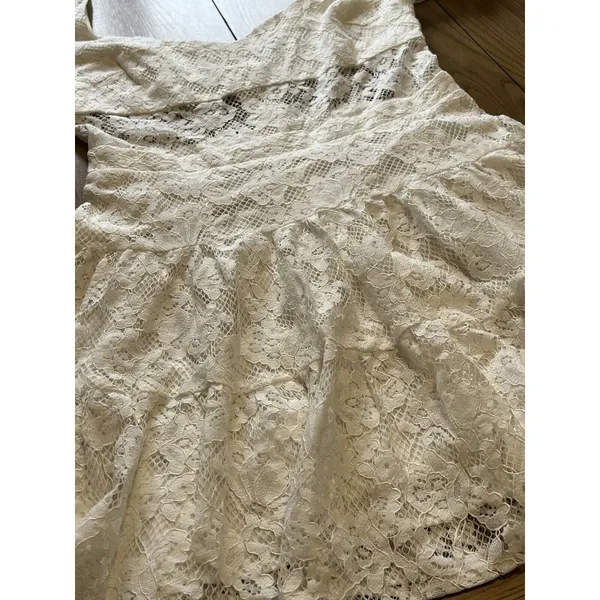 Hello Molly Lace Strapless Puffy Shoulder Ruffle Mini‎ Dress Size M US 6 Peasant - Image 8