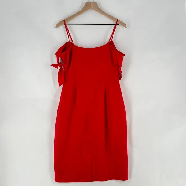 Abercrombie & Fitch Red‎ Linen Blend Off The Shoulder Sweetheart Midi Dress 6 - Image 10