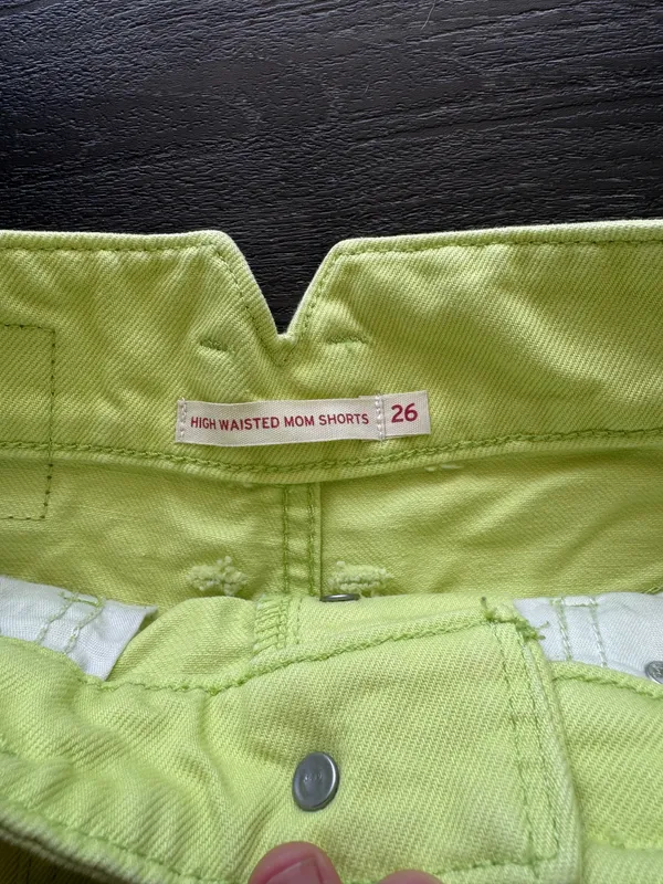 Levi's Notch High Waisted Denim Mom Shorts Daiquiri Neon Green - Image 2