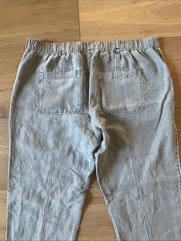 C&C California Linen Lyocell Cropped Pull On Pants Gray Size Large - Image 9