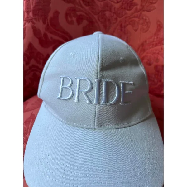 White 'BRIDE' Embroidered Baseball Cap from Miss to Mrs - Image 2