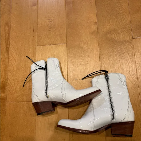 Free People New Frontier Western ankle boot bootie cowgirl white 37 7 - Image 5
