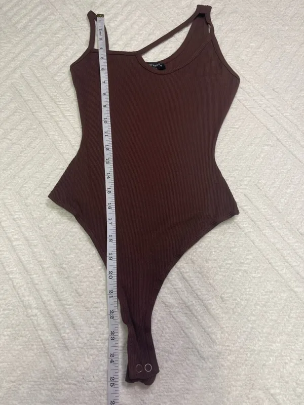 Naked Wardrobe Brown Ribbed Tank Top Bodysuit - Image 12