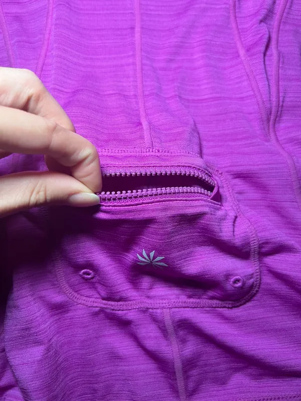 Athleta Purple Zip Up Running Shirt Short Sleeve Size M - Image 9