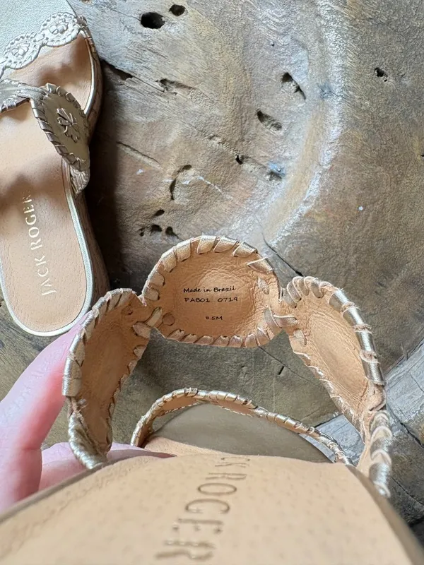 Jack Rogers Laurin gold leather cork wedge sandals women's 8.5 NEW summer vacay - Image 3