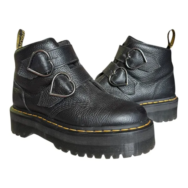 Dr. Martens Denon Flower Buckle Platform Boots Black Size 8 - Image 2