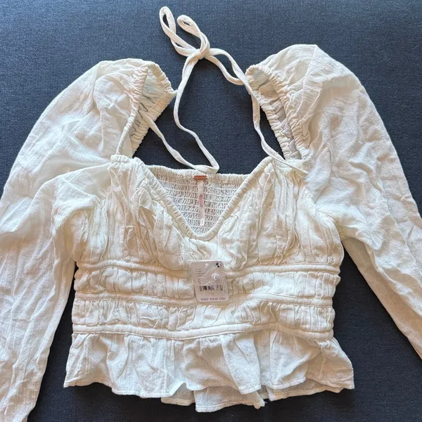 Free People NWT White Long Sleeve Peasant Blouse - Image 2