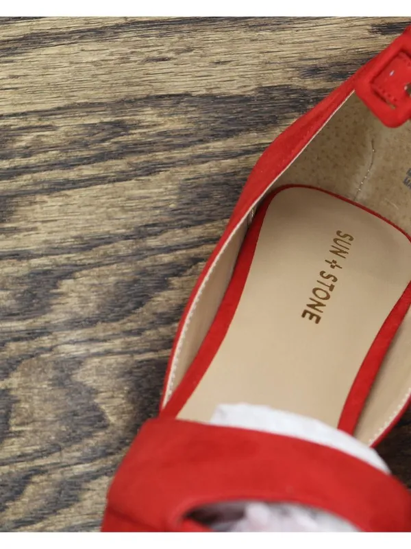 Sun Stone Block Heel Platform Sandals with Ankle Strap 10018613300 Red Micro 10M - Image 6