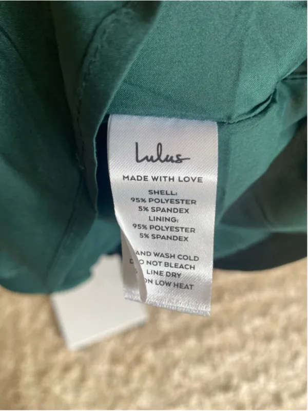 Lulus Emerald Satin Mini Dress Slip Ruffle Hem Elegant Wedding Guest Quiet Luxe‎ - Image 6