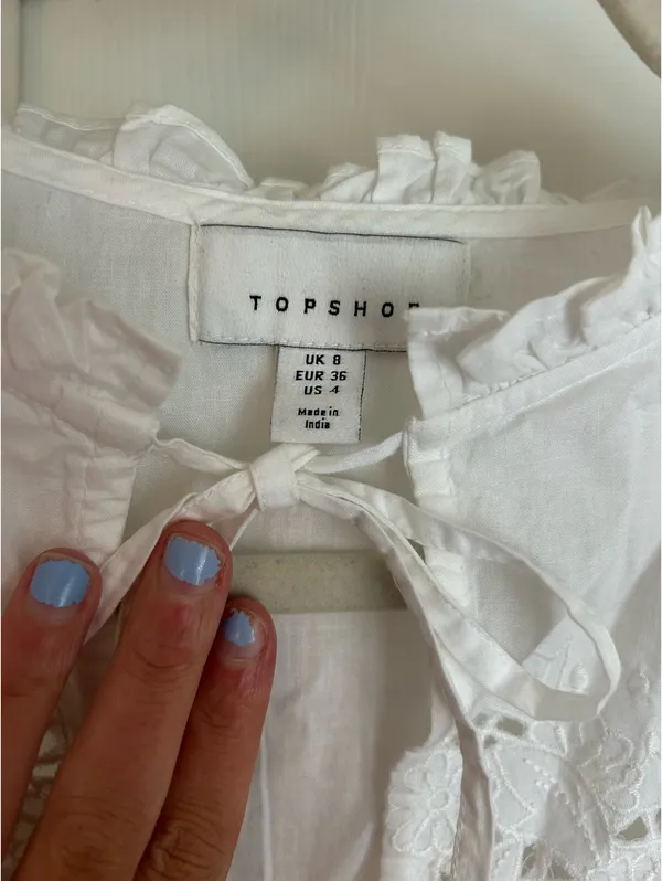 Topshop White long sleeve ruffle tie top - Image 3