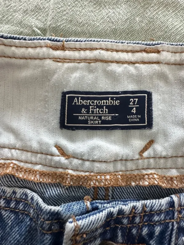 Abercrombie & Fitch Y2K Blue Denim Mini Skirt Natural Rise Size 27/4 Summer - Image 5