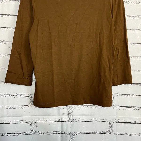 Vintage Lauren Ralph Lauren Brown Longsleeve Top Women’s M Preppy Minimalist Y2K - Image 4