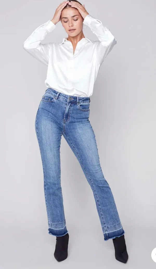 Bootcut Jeans with Contrast Cuff Blue Size 4 - Image 3