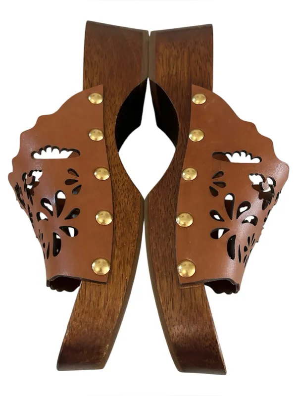 FARM RIO Brown Lace Leather Clog, Size 9, NWOT - Image 5