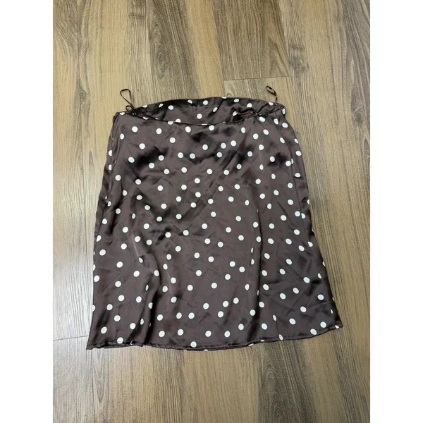 Zara‎ Satin Strapless Brown Polka Dot Pretty Woman Top Silky 90s - Image 3