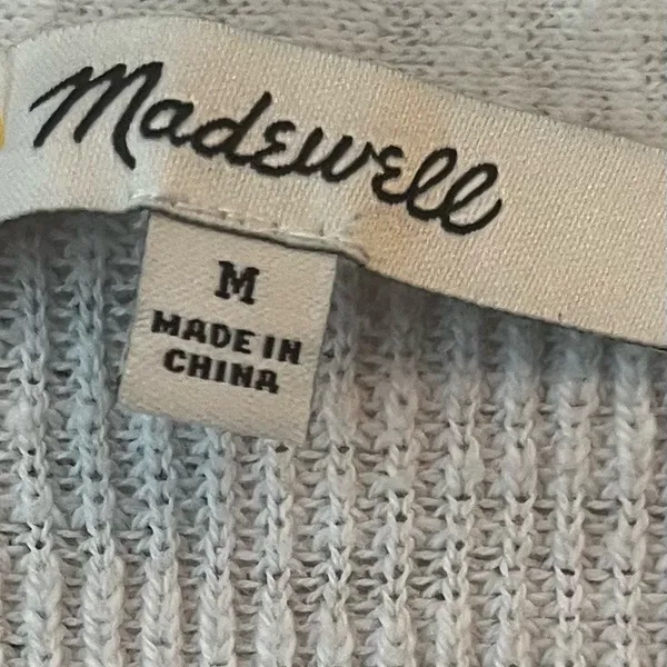 Madewell Gray Waffle Knit Button Front Cardigan Sweater Women’s Medium - Image 4