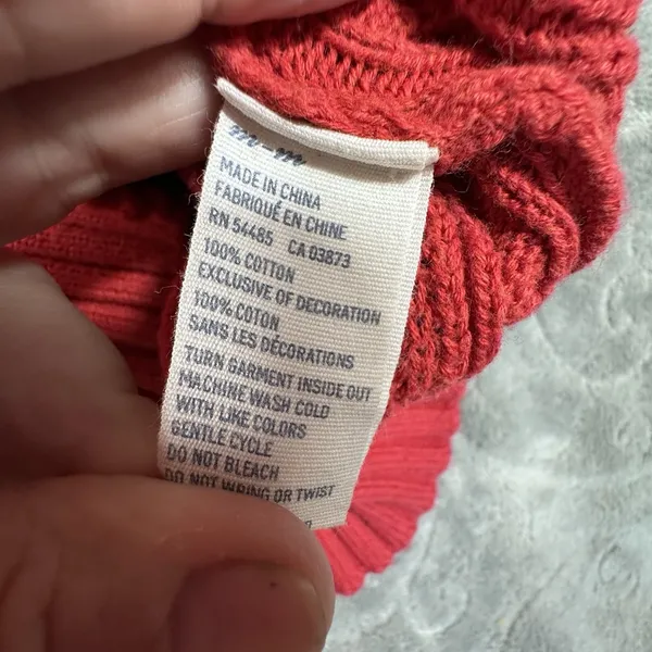 Y2K American Eagle V Neck Fitted Cable Knit Red Sweater Preppy Bella Swan Sz M - Image 8