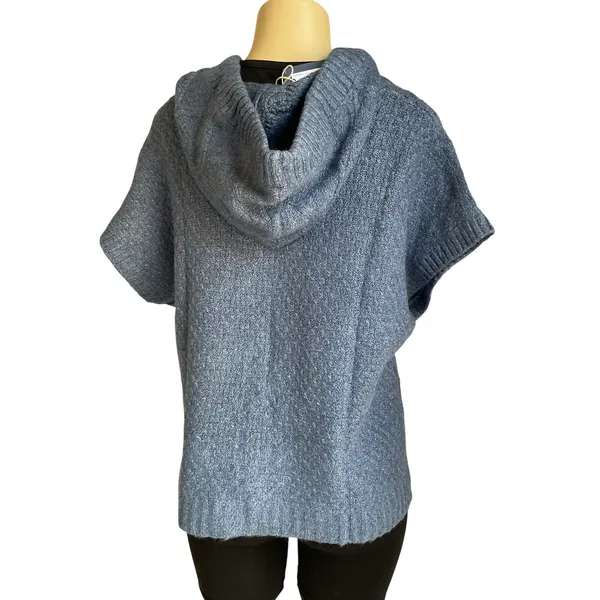Universal Thread Blue Knit Hooded Poncho Sweater Size L NWT Boho Fall Cozy NWT - Image 2