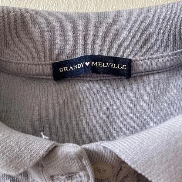 Brandy Melville Gray Sleeveless Polo Top Collared Preppy Y2K - Image 5