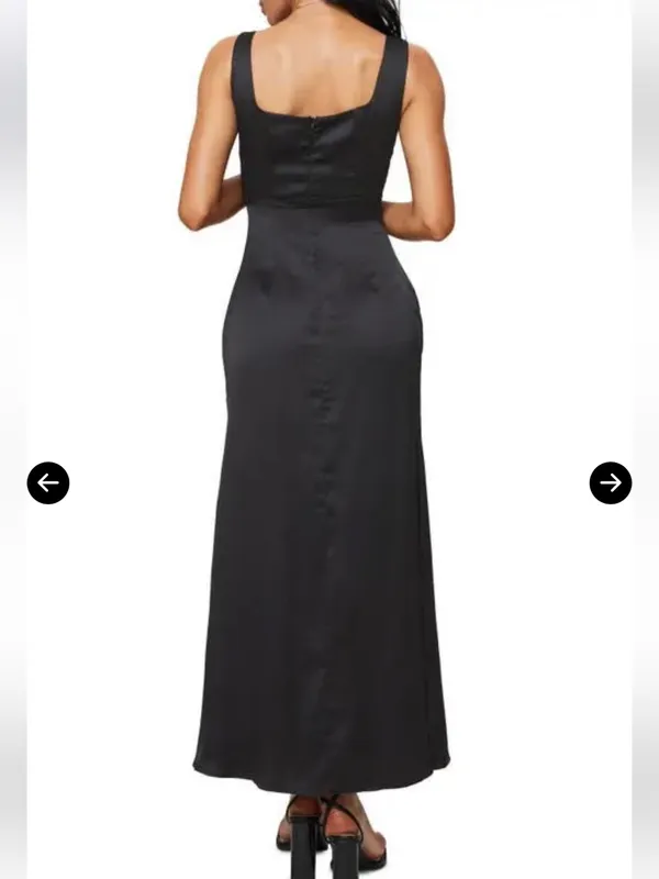 Princess Polly Lynsey V-Neck Satin Maxi Dress Size 8 - Image 2