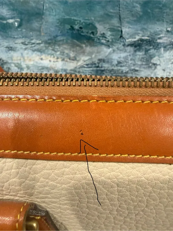 Vintage Dooney Bourke Cream/ British Tan Shoulder Satchel Bag Purse Y2K Leather - Image 12