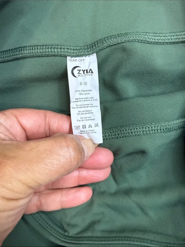 Zyia High-Waist Forest Green Leggings with Subtle Logo - Image 4