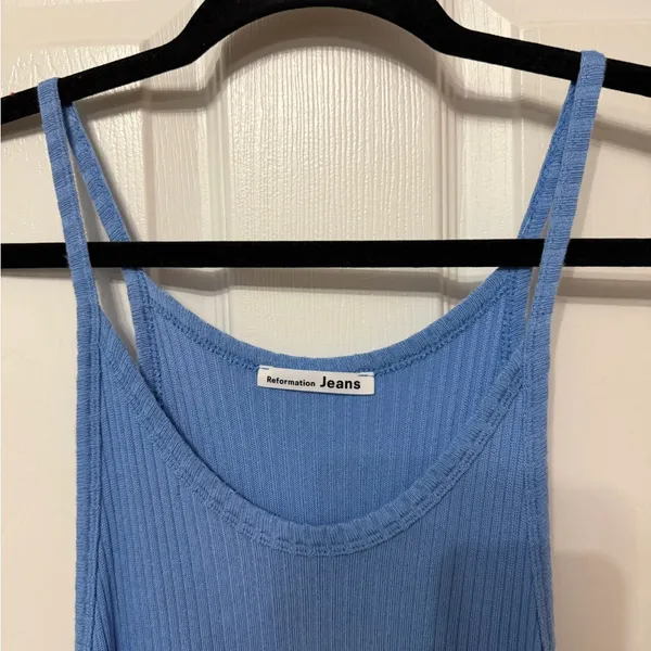 Reformation Blue Jael Ribbed Sleeveless‎ Maxi Dress XL - Image 8