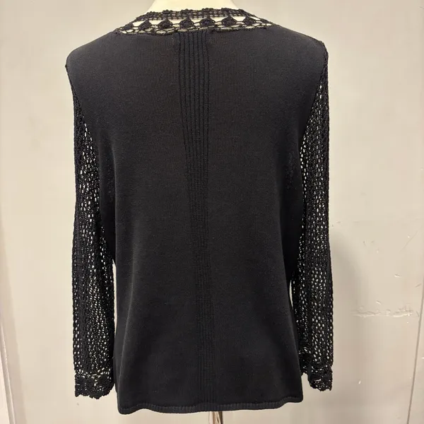 Whimsigoth goth black lace sleeve top mesh Sleeves, see through, size medium - Image 7