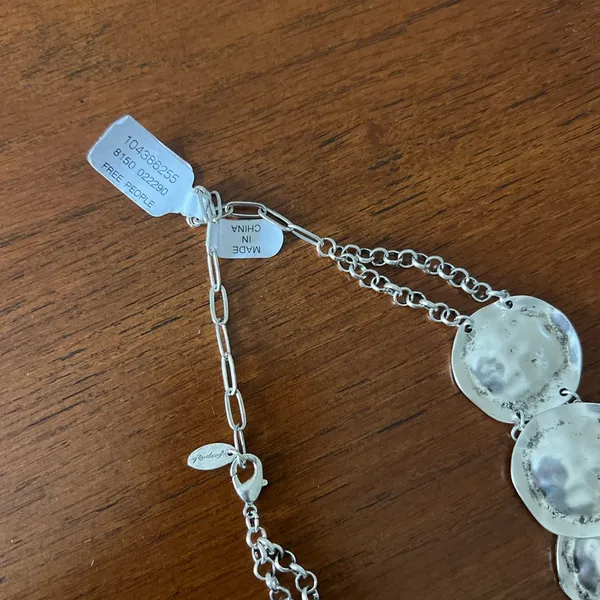 Free People Speak Up Silver and Blue Statement Necklace - Image 7