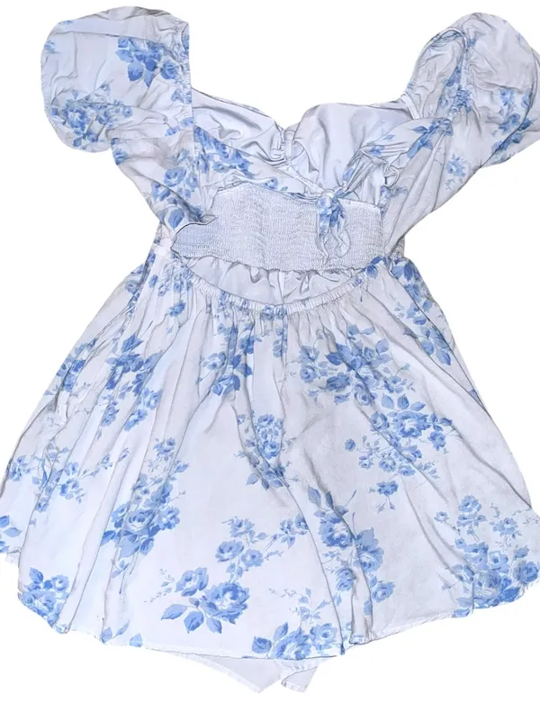 Hollister Blue Floral Puff Sleeve Sundress - Image 2