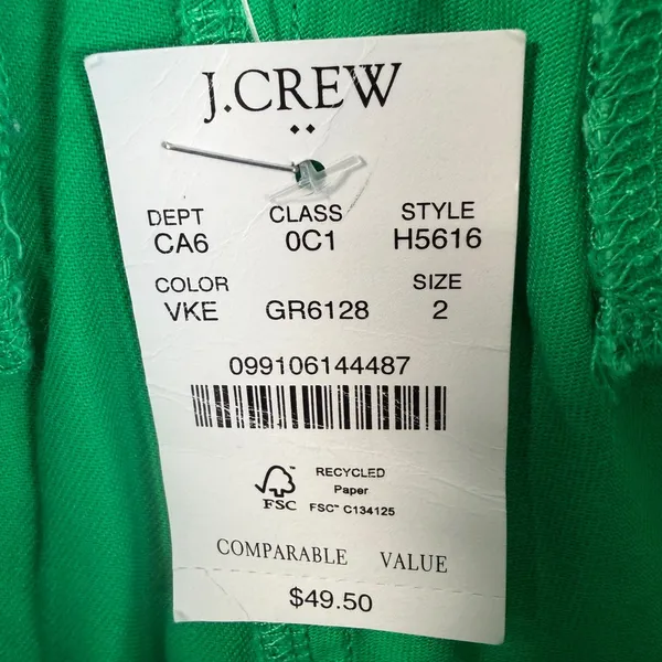 J.Crew Women's Size 2 Green Chino Shorts 3.5" Inseam Mid Rise New - Image 5