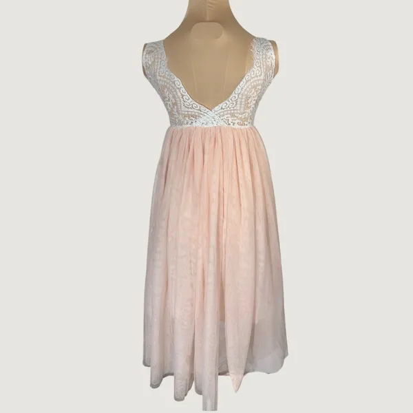 3081 | 2Bunnies Lace Tulle Tutu Party Dress Pink White Girls 9-10 - Image 2