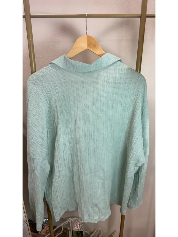 Size M Vintage Wash Gauze Lightweight Long Sleeve Blouse - Image 3