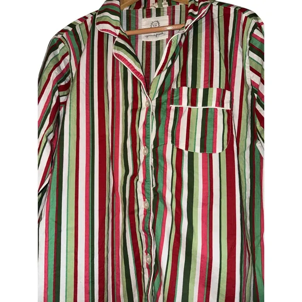 Printfresh Candy Cane Stripe Organic Cotton Pajama Top Women's‎ Medium Cozy - Image 4