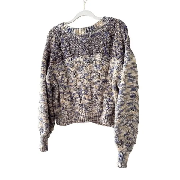 Forever 21 Blue Purple Space Dye Cable Knit‎ Cropped Cardigan Sweater Small - Image 8