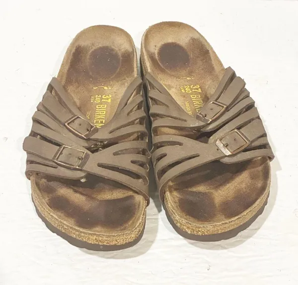Birkenstock Grenada Softbed Leather Womens 6 Brown Suede Sandals with Buckles - Image 2
