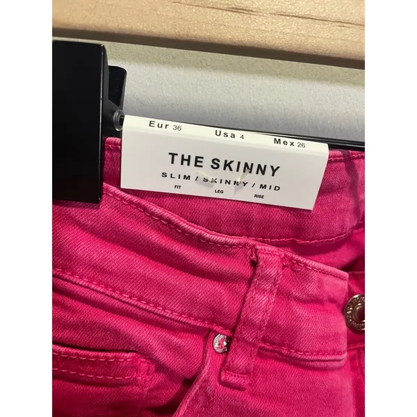 Zara The Skinny‎ Jeans Womens 4 Pink Mid Rise Raw Hem Slim Fit Denim Pants - Image 3