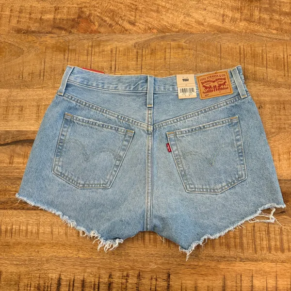 Levi's 501 Original Denim Shorts Womens 29 High Rise Raw Hem 2" Light Wash‎ NWT - Image 4