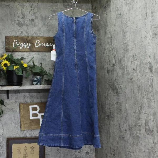 NWT 1. STATE Womens Scoop-Neck Sleeveless Denim Dress DS93397692AI Blue Quart XS - Image 5