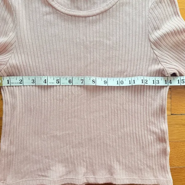 REFORMATION Wiley Knit Long‎ Sleeve Ribbed Top Light Pink Tencel size S - Image 5