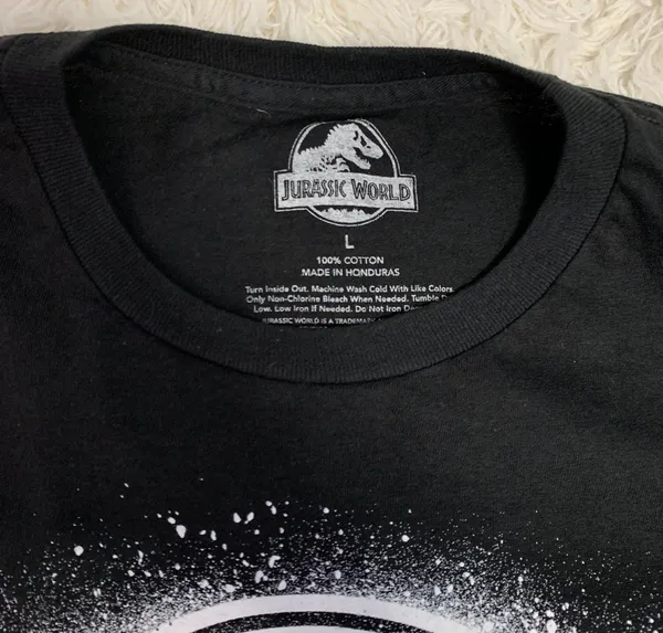 Jurassic Park Dinosaur Black White Graphic T-shirt - Image 3