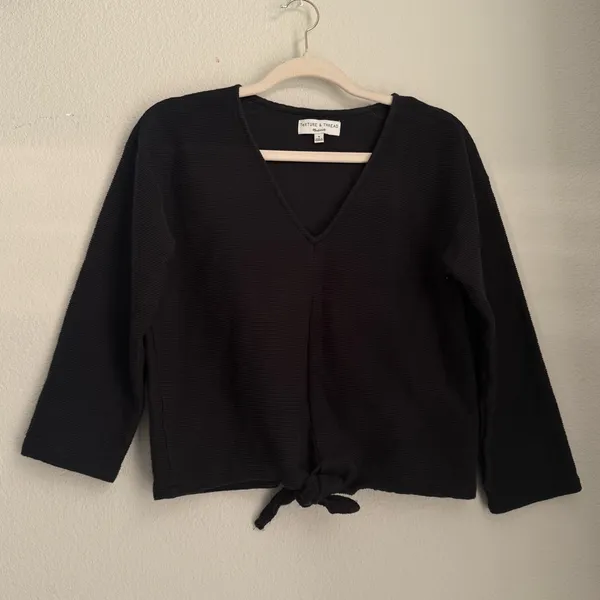 Madewell 100% Cotton Top | Whimsigoth Long sleeve Black Fall tops - Image 4