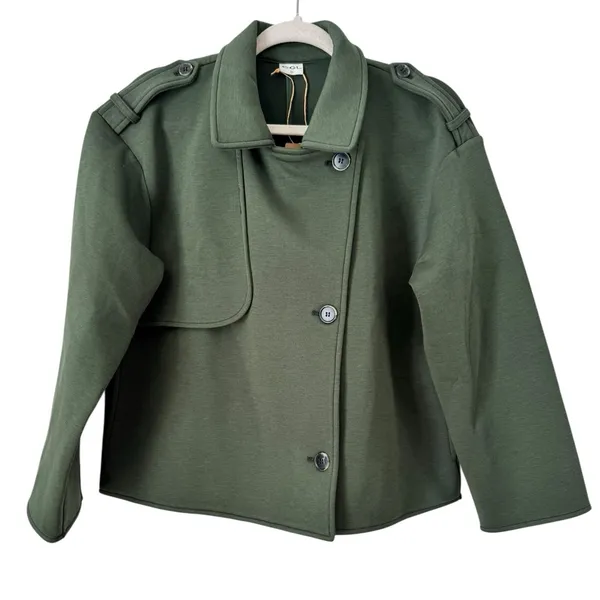 NWT OGL DoubleWarm Convertible Collar Buttoned Coat Size XS Evergreen - Image 5