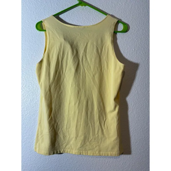 Boston Proper Size M Yellow Embroidered Sequin Sleeveless V-Neck Y2K Tank Top - Image 2