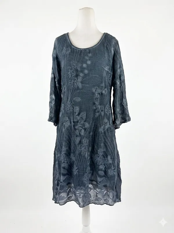 NWT Soft Surroundings Starling‎ Silk Dress XS 2-4 Mallard Blue Floral Boho Midi - Image 2